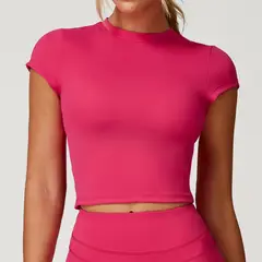 TIOZONEY - Camiseta deportiva de manga corta para mujer-Rosado