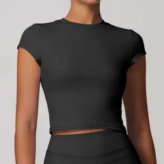 TIOZONEY - Camiseta deportiva de manga corta para mujer-Gris