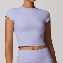 TIOZONEY - Camiseta deportiva de manga corta para mujer-Morado