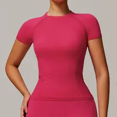 TIOZONEY - Camiseta deportiva de manga corta para mujer-Rosado