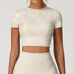 TIOZONEY - Camiseta deportiva de manga corta para mujer-Beige