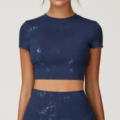 TIOZONEY - Camiseta deportiva de manga corta para mujer-Azul