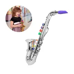 GENERICO - Saxofón Infantil Plateado con 8 Teclas de Colores