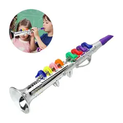 GENERICO - Clarinete Infantil Plateado con 8 Teclas de Colores