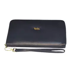 QARA - Billetera azul en cuero genuino