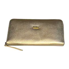 QARA - Billetera dorada en cuero genuino