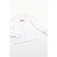 KIDS MASHMELO - BLUSA CON CUELLO CAMISERO Y PUÑOS CON VOLANTES ELASTICADOS MASHMELO