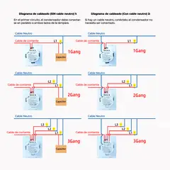 GENERICO - Interruptor de Pared WiFi 3 Tomas - Incluye Capacitor - Alexa y Google