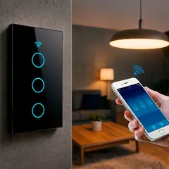 GENERICO - Interruptor de Pared WiFi 3 Tomas - Incluye Capacitor - Alexa y Google