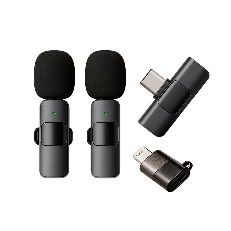 Microfono Inalambrico M20 de Solapa Dual Para iPhone O Tipo C 2 En 1