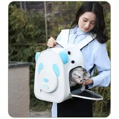 GENERICO - Mochila transportadora para gato -osito 40x33x22cm - Celeste