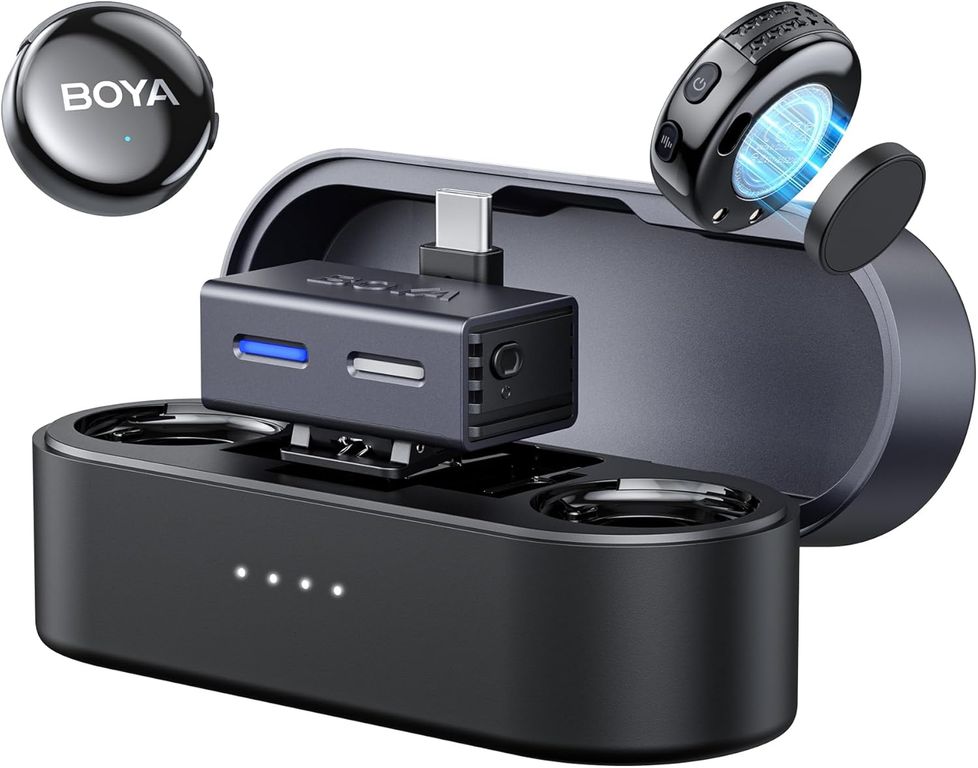 BOYALINK 3 Micrófono Inalámbrico 2TX + 1RX USB C 3.5 mm Cancelación de Ruido AI 300m