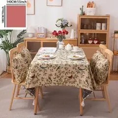 PUREPOWER - Mantel Rectangular Flores Aves Jacquard 140x200cm con Flecos