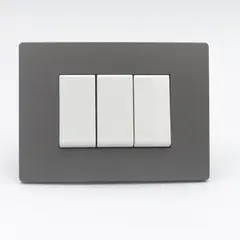 SINTHESI - INTERRUPTOR TRIPLE S33 PLACA PIEDRA Y DADOS S22 BLANCOS