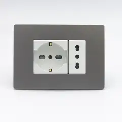 SINTHESI - TOMACORRIENTE DOBLE 1 SCHUKO Y 1 3 EN LINEA BIPASO S33 PLACA PIEDRA