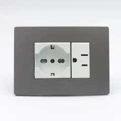 SINTHESI - TOMACORRIENTE DOBLE 1 SCHUKO Y 01 AMERICANO S33 PLACA PIEDRA