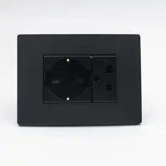 SINTHESI - TOMACORRIENTE DOBLE 1 SCHUKO Y 1 UNIVERSAL S33 PLACA CARBON