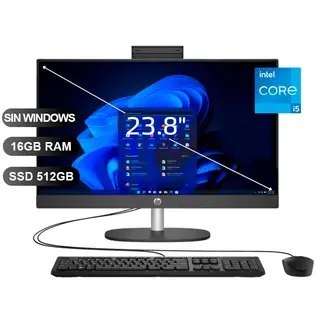 HP - AIO PROONE 240 G10, I5-1334U, 16GB RAM, 512GB SSD, 23.8", SIN WINDOWS (B88BKAT)