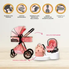 VOYAGE - COCHE TRAVEL SYSTEM «MADRID 4 EN 1» PINK