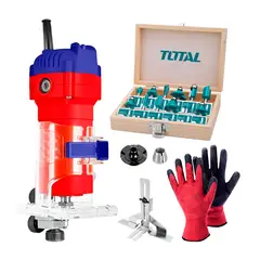 EMTOP - Ruteadora Fresadora 600w Carpintería + Set Fresas 6mm 12p