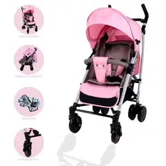 BABYGO - Coche Bastón Deportivo para Bebé «NITRO» Pink Gray