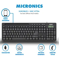 MICRONICS - Teclado Multimedia magnus MIC K734