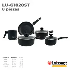 LUISSANT - Juego de ollas ULTRAGRANITO LU G1028ST 8 Piezas