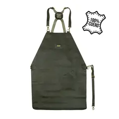 GRILLCORP - Mandil de Cuero Classic Verde Oliva Mr Apron