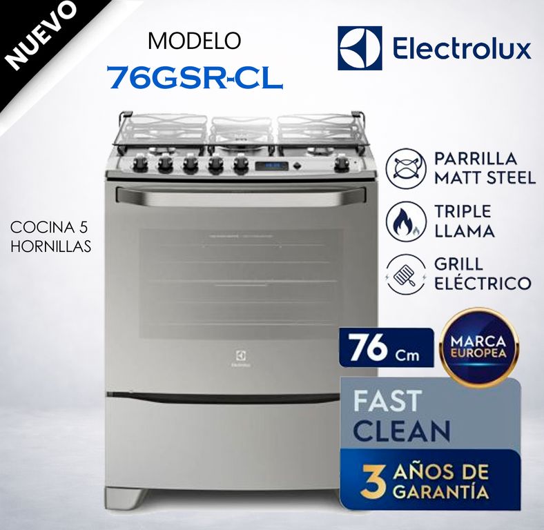 76GSR-CL - Cocina Freestanding Gas 5 Quemadores Triple Llama