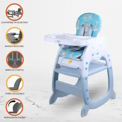 CONFORT KID'S - Silla Carpeta 3 en 1 para Bebé «GATO» Light Blue
