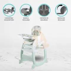 CUZKA - Silla de Comer Escritorio 3 en 1 «MICHO» GREEN