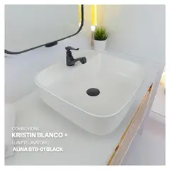 STONE - COMBO BOWL KRISTIN BLANCO + LLAVE PLAVATORIO ALINA STB-01 BLACK