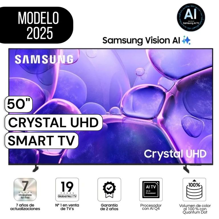 Televisor 50 Crystal UHD UN50U8000FGXPE Smart TV Modelo 2025 - Negro