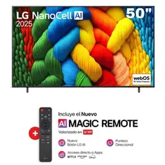 LG - TELEVISOR NANOCELL 50" 4K UHD SMART TV CON THINQ AI 50NANO80ASA-2025