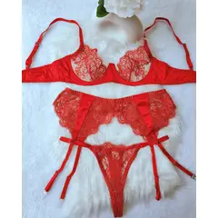 GENERICO - Set de Lencería rojo para mujer talla S - CLEO
