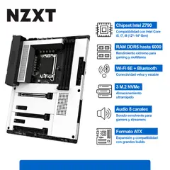 NZXT - Placa Madre N7-Z790 ATX Intel Z790 Wi-Fi Bluetooth Black