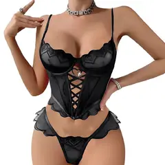 NO LOGO - Lenceria Sexy Trusa Brasier Conjunto Damas