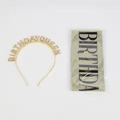 PIA COPELLO STORE - Kit Birthday Queen Vincha y Cinto Dorado