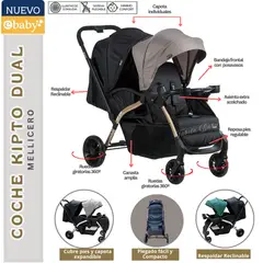 EBABY - Coche Gemelar Kipto Dual Beige