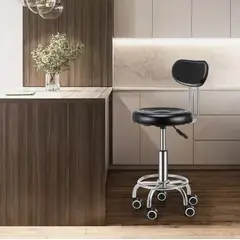 GENERICO - SILLA BAR BANCO TABURETE DE PU GIRATORIO ACERO INOXIDABLE