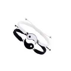 OEM - Pulsera 2 en 1 Ying Yang para parejas amigos Blanco Negro