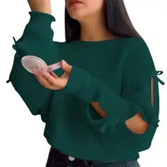 GENERICO - Chompa Mujer 359G-23 Hilo Tacto Con Cintas Color Verde