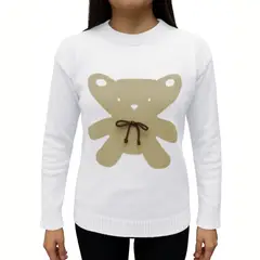 GENERICO - Chompa Mujer Osito 359G-25 Hilo Tacto Color Blanco