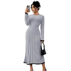 GENERICO - Vestido Mujer 463G-37 Hilo Tacto Amarrable En La Espalda Color Gris