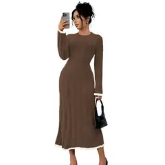 GENERICO - Vestido Mujer 463G-37 Hilo Tacto Amarrable En La Espalda Color Marron