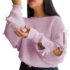 GENERICO - Chompa Mujer 359G-23 Hilo Tacto Con Cintas Color Rosa