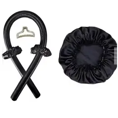 GENERICO - SET DE GORRO SATIN + ONDULADOR NEGRO