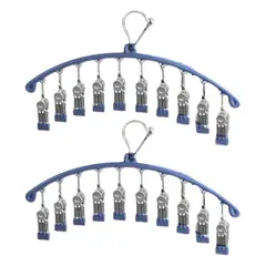 GENERICO - PACK X2 COLGADOR DE ROPA SECADOR COLGANTE DE 10 CLIPS AZUL
