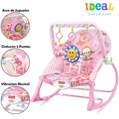IDEAL BABY & KIDS - Mecedora para Bebes Musical y Vibrador Cisne Rosado