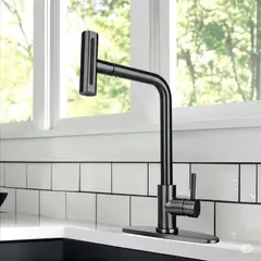 FRATELLI - Grifo Mezcladora Cocina Mueble con 4 Modos de Flujo, Extraíble Gris